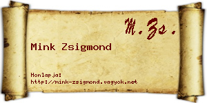 Mink Zsigmond névjegykártya